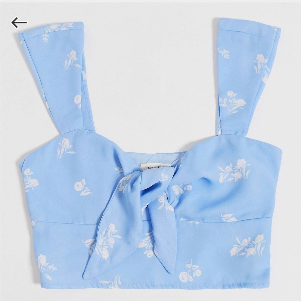 Blue and white crop top with floral design
